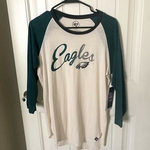 ‘47 Brand Women’s Long Sleeve Philadelphia Eagles Tee Size L NWT